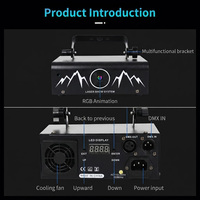 Projecteur laser multicolore 2W pour fêtes, animation 3D, éclairage de scène intérieur DMX-512 pour mariage, boîte de nuit, télécommande