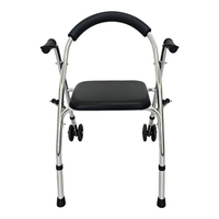 Déambulateur pliable antidérapant avec roues et siège pour personnes âgées, aide à la marche, rééducation des fractures de la jambe, chariot anti-chute