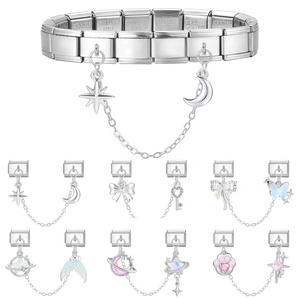 Breloques pendantes DIY pour bracelets modulaires italiens, accessoires en acier inoxydable, motifs étoile, lune, queue de sirène - Product Image 5