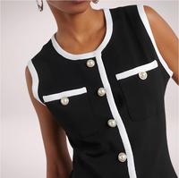 Robe Débardeur Tricotée d'Été Style Old Money pour Femme, Lavable, Coupe Ajustée, Décontractée et Sans Manches, Robe Débardeur en Crochet