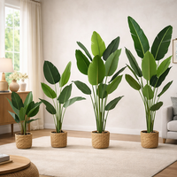 Décoration de verdure, faux arbre tropical, feuilles de bananier voyageur, bonsaï, arbre artificiel, plante artificielle