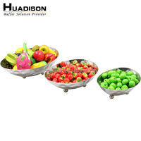 Huadison Restaurant Hôtel Fournitures Guangdong Martelé Salade De Fruits Inclinée Bols En Acier Inoxydable Avec Support