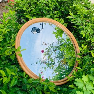 Miroir en rotin Art Déco écologique, coloré jaune et blanc, décoration d'intérieur - Product Image 3