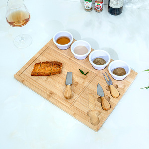 Bamboo Cheese <b>Board</b> With <b>Tools</b> For Serving Cheese And Bread Durable Food Grade Cutting Tray Luxury Retro Style - Product Image 3