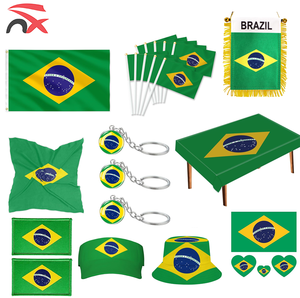 OEM Factory Selling New Trends Table Cloth Keychain Fisherman Hat Brazil Flag Sublimation Cheer Set Football Gift for Fans