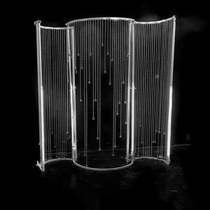 Arche de mariage moderne en forme de S avec rideau de perles de <span class=keywords><strong>cristal</strong></span>, fond suspendu en <span class=keywords><strong>cristal</strong></span> et métal pour mariages - Product Image 6