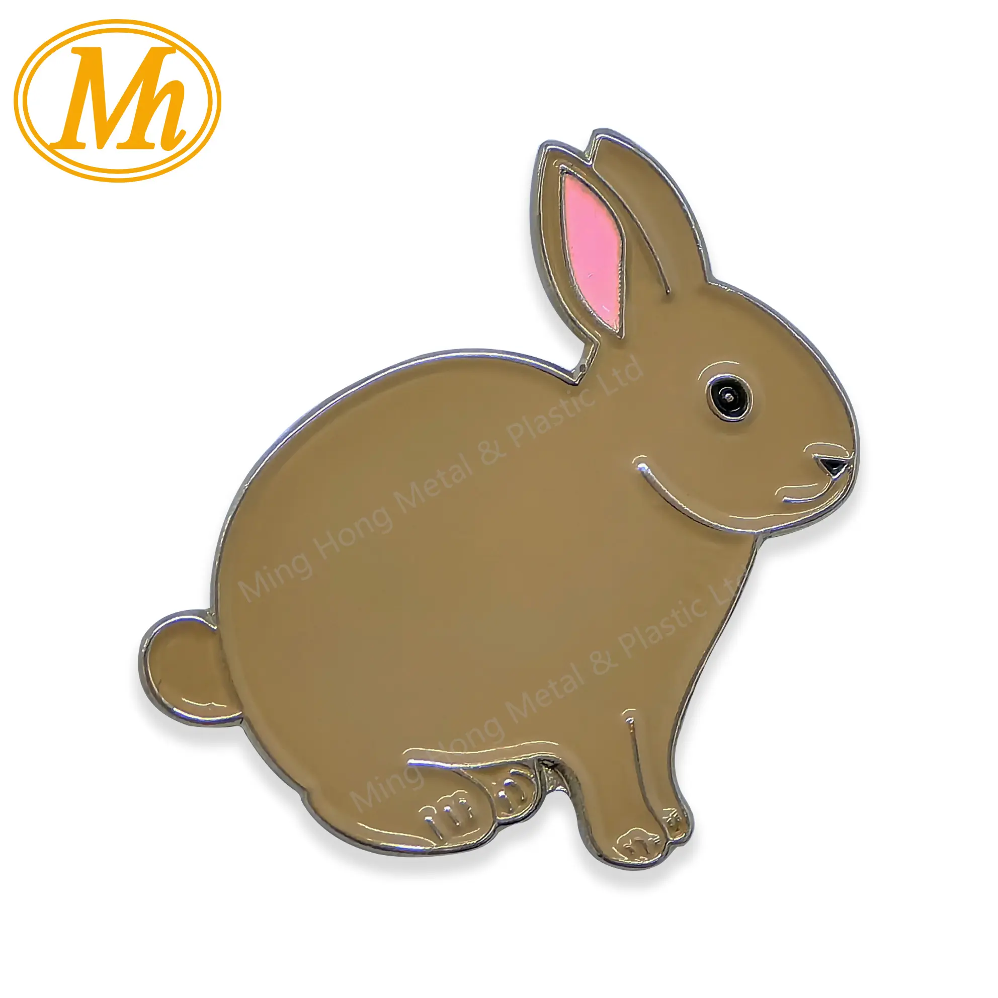 Wholesale Fashion Promotional Metal Craft Brown Rabbit Pin Nickel Plated Custom Soft Enamel Metal Badges Lapel Pins Emblem
