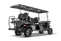 Voiturette de golf électrique Kandi 6 places, batterie 48V, vitesse maximale ≤30 km/h, autonomie 70-90 km, certifiée EEC/DOT, temps de charge 5-7h, pente 15-20 degrés