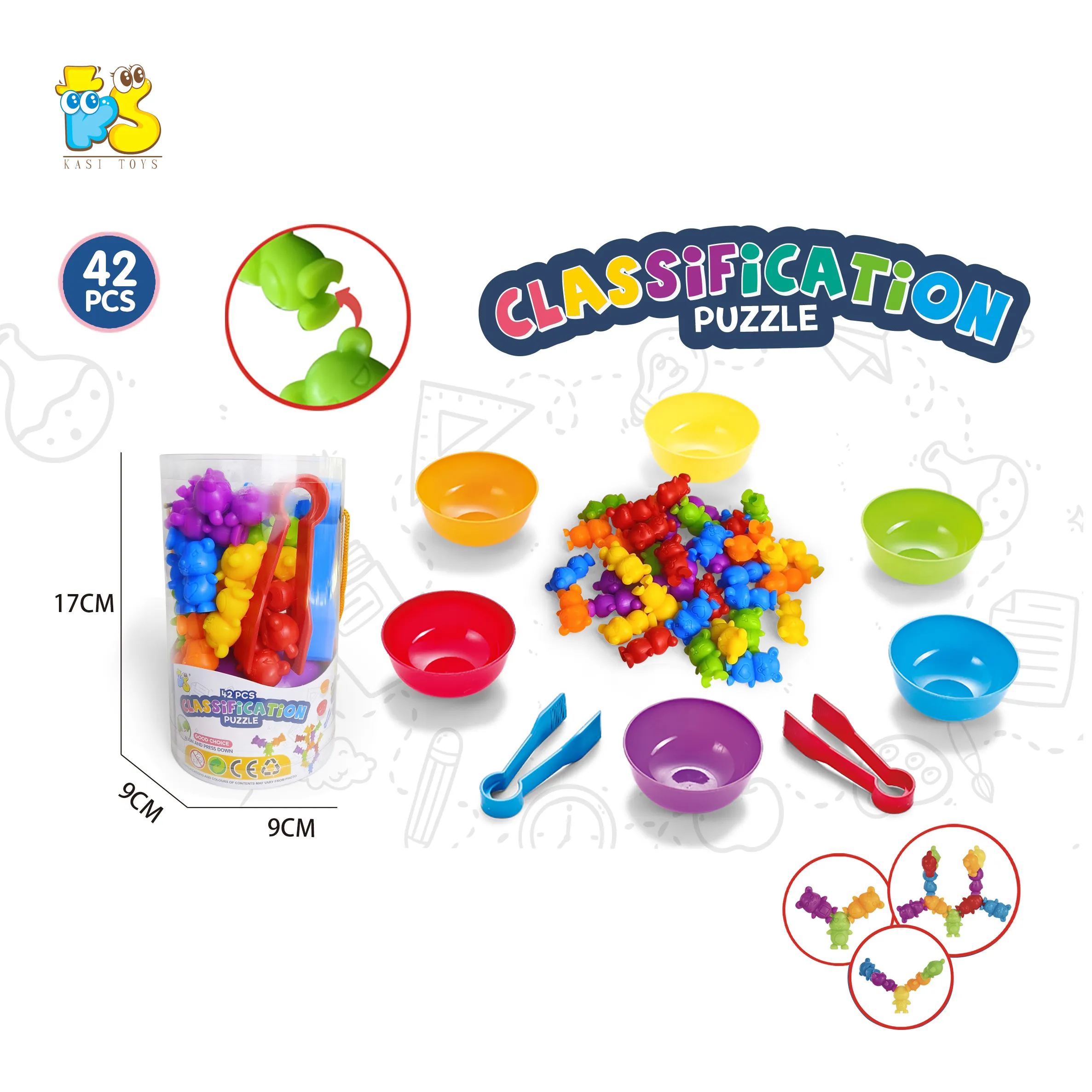 KS bé giáo dục cầu vồng đếm Đồ chơi gấu khối xây dựng Montessori màu sắc phù hợp với đồ chơi giảng dạy