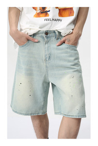 Jeans courts bleus Splash Dot Design pour hommes Designer de charpentier Travail légendaire <span class=keywords><strong>Tiktok</strong></span> Jeans chauds les plus populaires pour hommes - Product Image 5