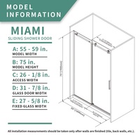 Entrepôt en stock aux États-Unis Cabine de douche sans cadre en acier inoxydable Salle de bain Noir mat Porte de douche coulissante