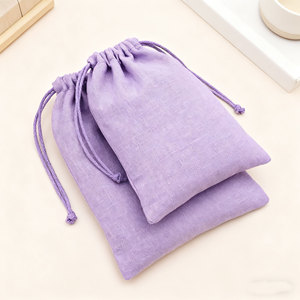 Pochette cadeau en coton et lin naturel recyclable et écologique avec cordon de serrage pour la présentation de bijoux - Product Image 6