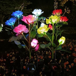 Lumières solaires vibrantes <span class=keywords><strong>en</strong></span> forme de rose, du crépuscule à l'aube, pour jardin, terrasse, balcon, porche, bordure, mariage, fête, fête des fêtes, embellissez vos espaces - Product Image 1