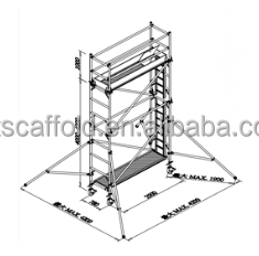 Échafaudage mobile en aluminium certifié CE, hauteur de travail 3,5 m, excellent pour la construction - Product Image 3