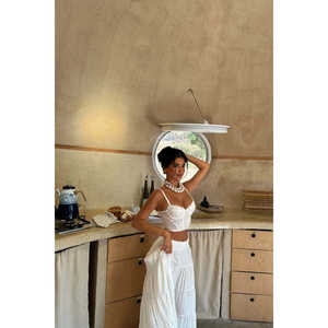 <b>White</b> Veronica Long <b>Leather</b> Wrap <b>Skirt</b> Casual Cotton-Knitted Empire Waistline Print Decoration for Spring/Summer/Autumn - Product Image 3