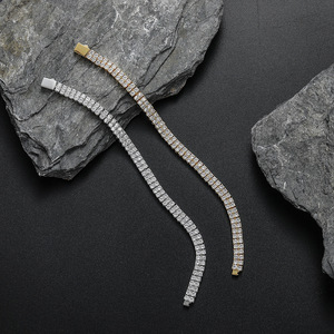 6Mm <b>Copper</b> Micro-inlaid Zircon Double-row <b>Bracelet</b>, Hip-hop <b>Bracelet</b>, Tennis Chain. Tanjing Fashion Lijing Necklace - Product Image 1