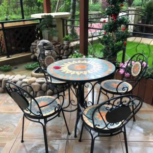 क्लासिक 3-टुकड़ा धातु बिस्ट्रो सेट-पाउडर-लेपित आउटडोर टेबल और बालकनी, गार्डन और कैफे के लिए कुर्सियां - Product Image 3