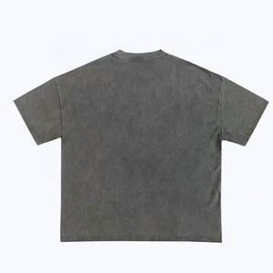 Custom Men's Vintage T-<b>Shirts</b> Acid Washed Distressed Oversized 100% Cotton Regular Fit Luxury Blank Solid Pattern Knitted O-Neck - Product Image 2