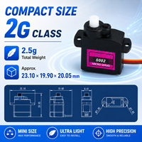 Micro servo à engrenages 2g, modèle de servo amélioré, moteur pour hélicoptère et voiture, S002, moteur servo en plastique