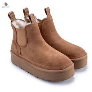 Botte Chelsea doublure en laine de haute qualité vente directe d'usine en gros femmes hiver court Animal fourrure amorti Chelsea botte de neige - Product Image 1