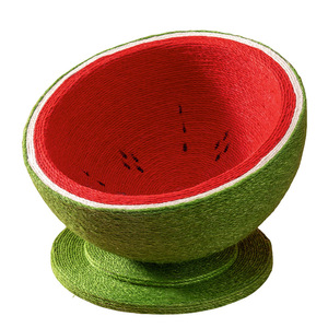 Cama <span class=keywords><strong>Rascador</strong></span> para Gatos de Sisal de Alta Densidad con Diseño de Sandía, Todo en Uno, Duradera, Resistente a las Garras, Almohadilla para Afilar Garras, Nido y Juguete para Gatos - Product Image 1