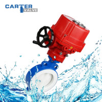 Válvula de Mariposa Eléctrica con Revestimiento de Flúor, Acero Inoxidable CF8, Brida RF, a Prueba de Explosiones, Sellado Bidireccional, Resistente a la Corrosión, API 609, para Petróleo