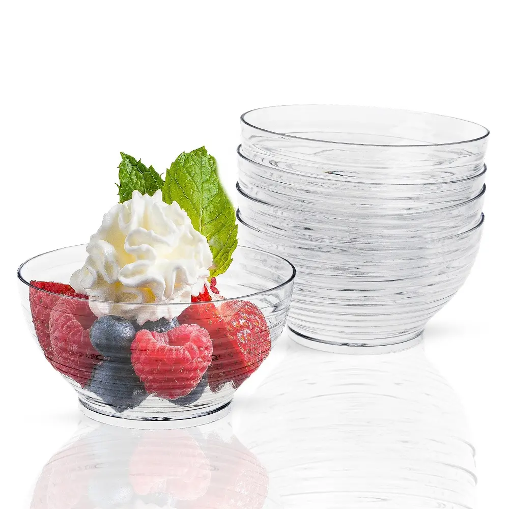 Wholesale high quality stripe design disposable transparent 90ml plastic dessert bowl