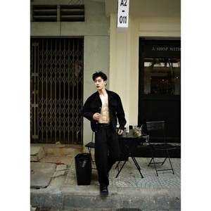 แจ็กเก็ตผ้าเดนิมสำหรับผู้ชายแจ็คเก็ตผ้าเดนิมด้านหน้า/หลังโลโก้ - Product Image 3
