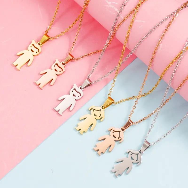 Wholesale Fashion Women Jewelry Friendship Couple Girlfriends Gifts Mirror Stainless Steel Boy Girl Melon Seed Buckle Necklace