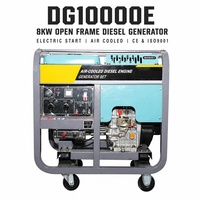 Générateur diesel portable VISION 8KW à châssis ouvert, démarrage électrique, refroidissement par air, ATS, commutateur de transfert automatique, alimentation de secours DG10000E