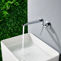 Mitigeur de lavabo encastré mural à levier indépendant, bec allongé, fixation murale 2 trous, pour projets hôteliers et sanitaires