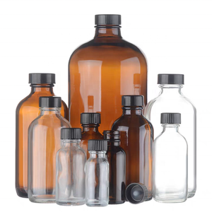 <span class=keywords><strong>Botella</strong></span> de Vidrio Ámbar Transparente con Gotero para Aceites Esenciales y Cuidado de la Piel, Vacía, de 1oz, 2oz, 30ml, 60ml, 250ml, 500ml, 750ml, Estilo Boston - Product Image 1