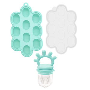 Alimentador de bebé para alimentos frescos y frutas con mini bandeja congeladora, juguetes de silicona para aliviar las molestias de la dentición, chupete de malla para leche materna. - Product Image 6