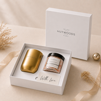 Boîte cadeau carrée blanche personnalisée avec insert en mousse EVA pour l'emballage de bougies, de cosmétiques et de soins de la peau, boîte rigide à 2 pièces avec couvercle et base