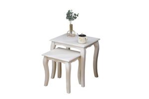 Modern Cream <strong>White</strong> Wooden <strong>Nesting</strong> <strong>Tables</strong> Set 2 Space-Saving Side <strong>Tables</strong> for Living Room <strong>Nesting</strong> Furniture - Product Image 6