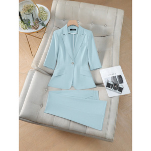 Women's Professional Three Quarter Sleeve Suit <b>Set</b> Slim Fit Office Lady Anti Wrinkle Business Daily Commute Formal <b>Blazer</b> - Product Image 1