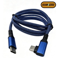 Cable USB-C a C de 90 Grados, Carcasa de Aleación de Aluminio Azul Antiarañazos, Cable Trenzado de Nailon Resistente, Carga Rápida PD de 100W, USB 3.1 para Computadora