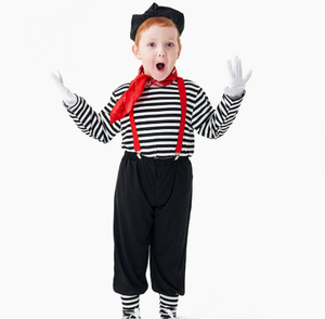 Disfraz <span class=keywords><strong>de</strong></span> Artista Mímico para Niños, Halloween, Purim, Niños y <span class=keywords><strong>Niñas</strong></span>, Disfraz <span class=keywords><strong>de</strong></span> Payaso Callejero, Espectáculo <span class=keywords><strong>de</strong></span> Mímica, Cosplay, Fantasía, Disfraz Elegante - Product Image 4
