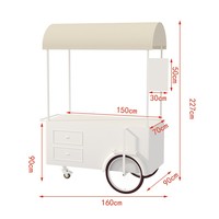 Chariot de marché en fer forgé d'extérieur, chariot de petit-déjeuner, chariot portable à trois roues, présentoir de centre commercial, chariot de dégustation
