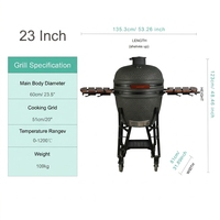 Barbecue de jardin professionnel Auplex de luxe, fumoir en céramique robuste, grande taille 23,5 pouces, charbon de bois, meilleurs grils d'extérieur Kamado