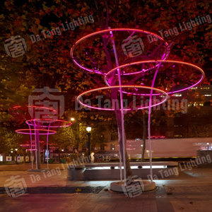 Guirlandes lumineuses circulaires dorées personnalisées pour arbres, quartiers commerciaux, centres de villégiature, jardins et expositions de festivals saisonniers - Product Image 6