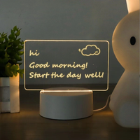 Tablero de Mensajes Acrílico Creativo para Niños, con Luz Nocturna LED, USB, 3D, Pequeño, Blanco, para Baño