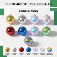 Boules de Noël en mousse de verre incassable, style disco, effet miroir holographique, faites à la main, haute qualité, 1 couleur, pour sapin de Noël