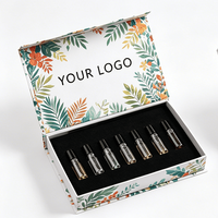 Boîtes d'emballage pour échantillons de parfum, logo personnalisé, imprimé floral, boîte cadeau cosmétique rigide magnétique de luxe avec insert en EVA floqué