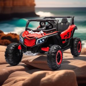 Mobil elektrik anak-anak bertenaga baterai 12V kendaraan berkendara luar ruangan dengan 2 kursi berlisensi terbuat dari plastik tahan lama - Product Image 5