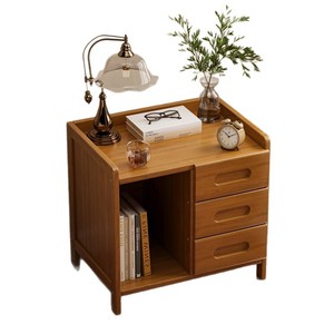 Bedroom Bedside Cabinet <b>Storage</b> <b>Unit</b> 3-<b>Drawer</b> Contemporary Design Eco-Friendly Wood Top Multi-Functional Small Apartment School - Product Image 1