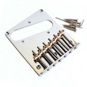 Puente para Guitarra Eléctrica TLB013, <span class=keywords><strong>Base</strong></span> de Acero 80x97mm, Selletas de Latón Vintage, Componentes de Hierro, Acabado Cromado Pulido, Metal Duradero 54mm - Product Image 1