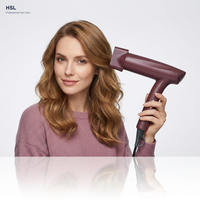 Sèche-cheveux pliable HSL - Moteur BLDC 1600W 110 000 tr/min à haute vitesse, protection thermique ionique, diffuseur/buses étroites/larges pour usage domestique