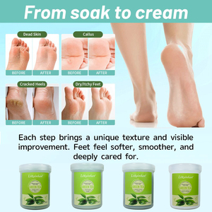 Kit de Cuidado de <span class=keywords><strong>Pies</strong></span> <span class=keywords><strong>para</strong></span> Limpieza Profunda con Exfoliante de Sal Marina, Mascarilla de Lodo y <span class=keywords><strong>Crema</strong></span>: Sistema Profesional de 4 Pasos, 1000ml |   Fabricante OEM - Product Image 4