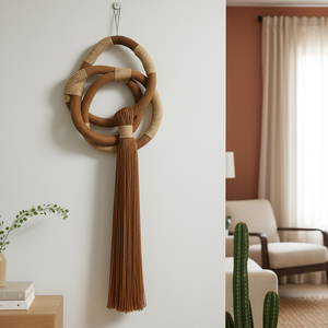 Adorno de Flecos de Cuerda de Algodón, Arte de Macramé, Decoración de Pared 3D, Estilo de Soporte para Macramé, Decoración de Habitación, Boda, Fibra Natural, Regalo para Amigos - Product Image 1
